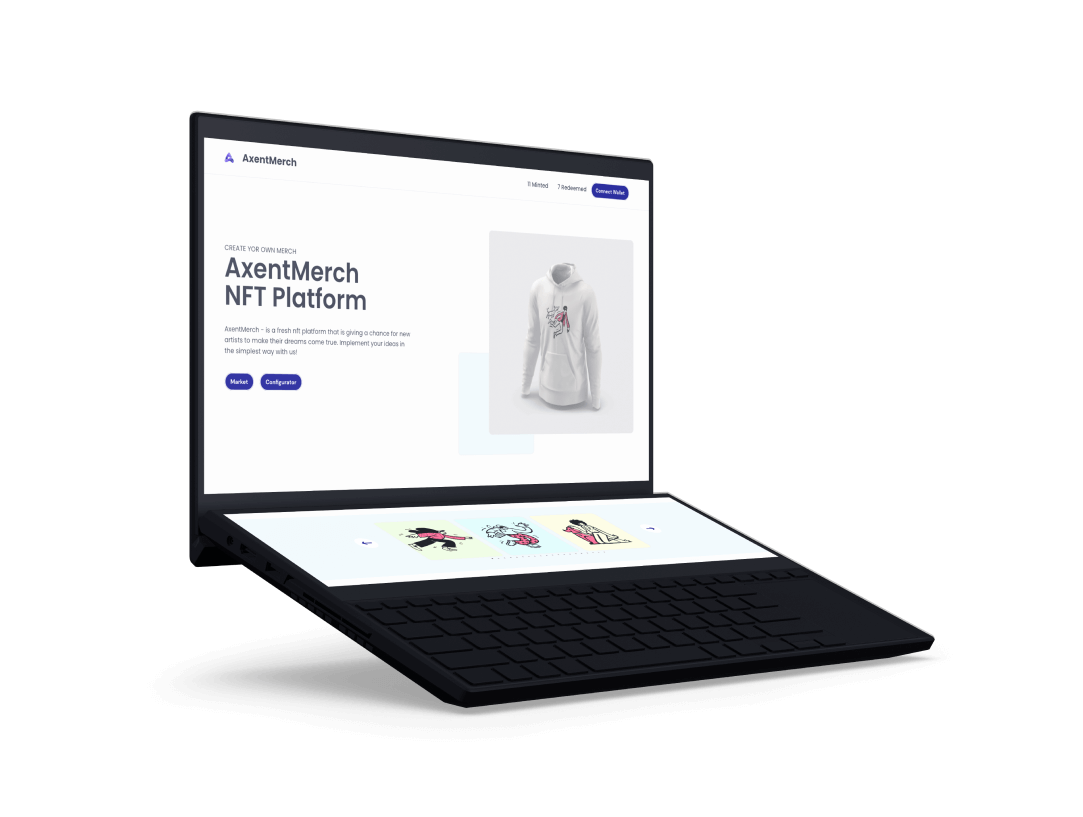 AxentMerch is an NFT merch application for clothing line creation.