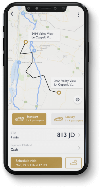Here is the order screen in Queen Car app.