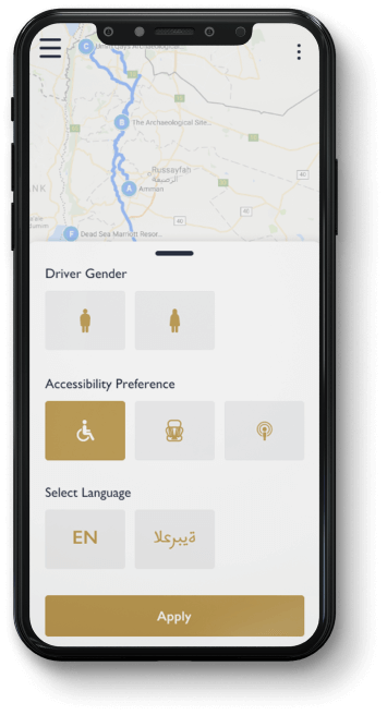 Here is the screen with order settings in Queen Car app.