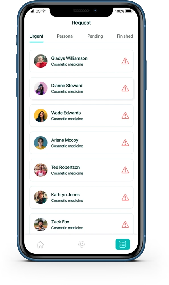 Doctro's App practitioner request queue