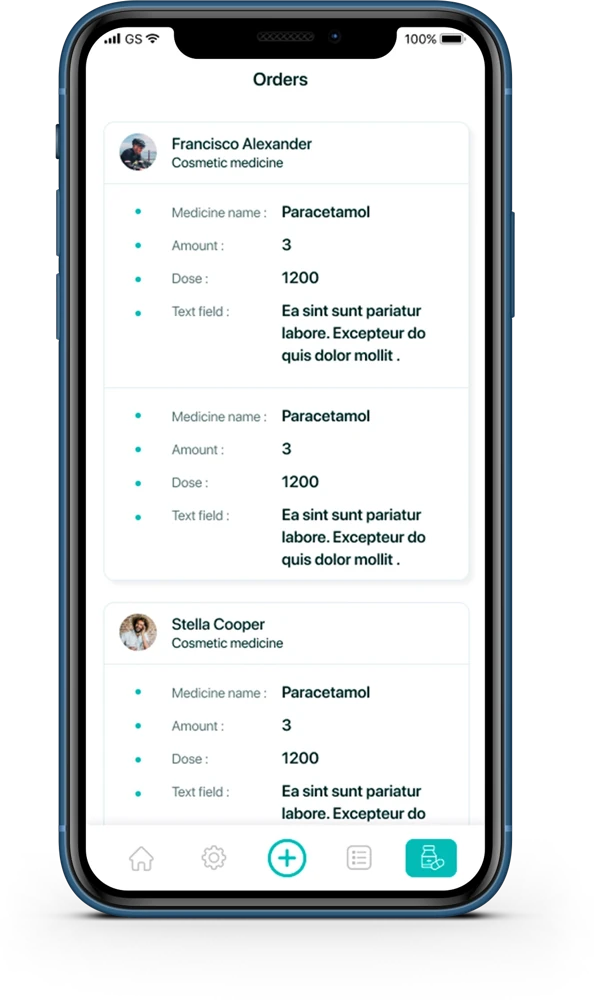 Doctro's App patient orders and prescription screen