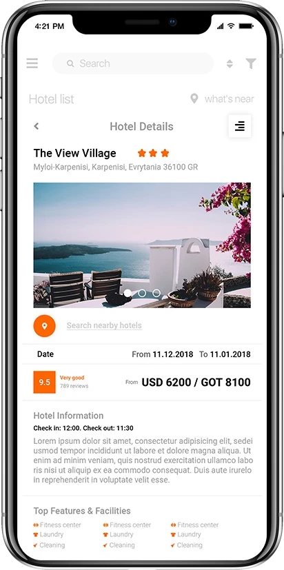 GOeureka mobile hotel detail screen