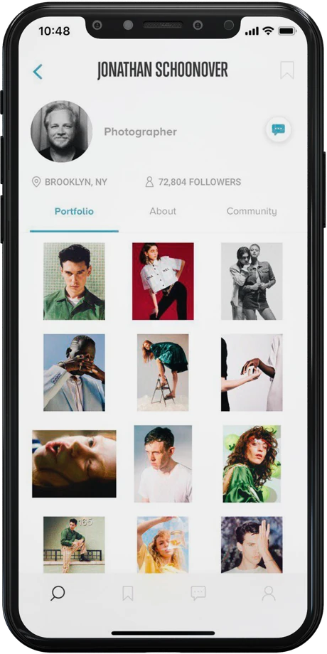 The H Hub creator profile and portfolio screen