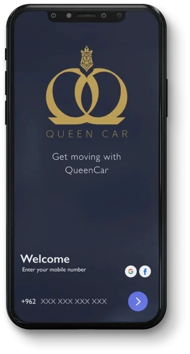 Queen Car passenger application welcome screen