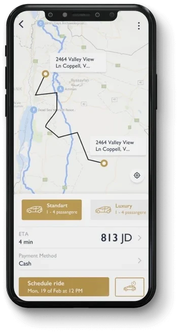 Queen Car passenger route selection screen