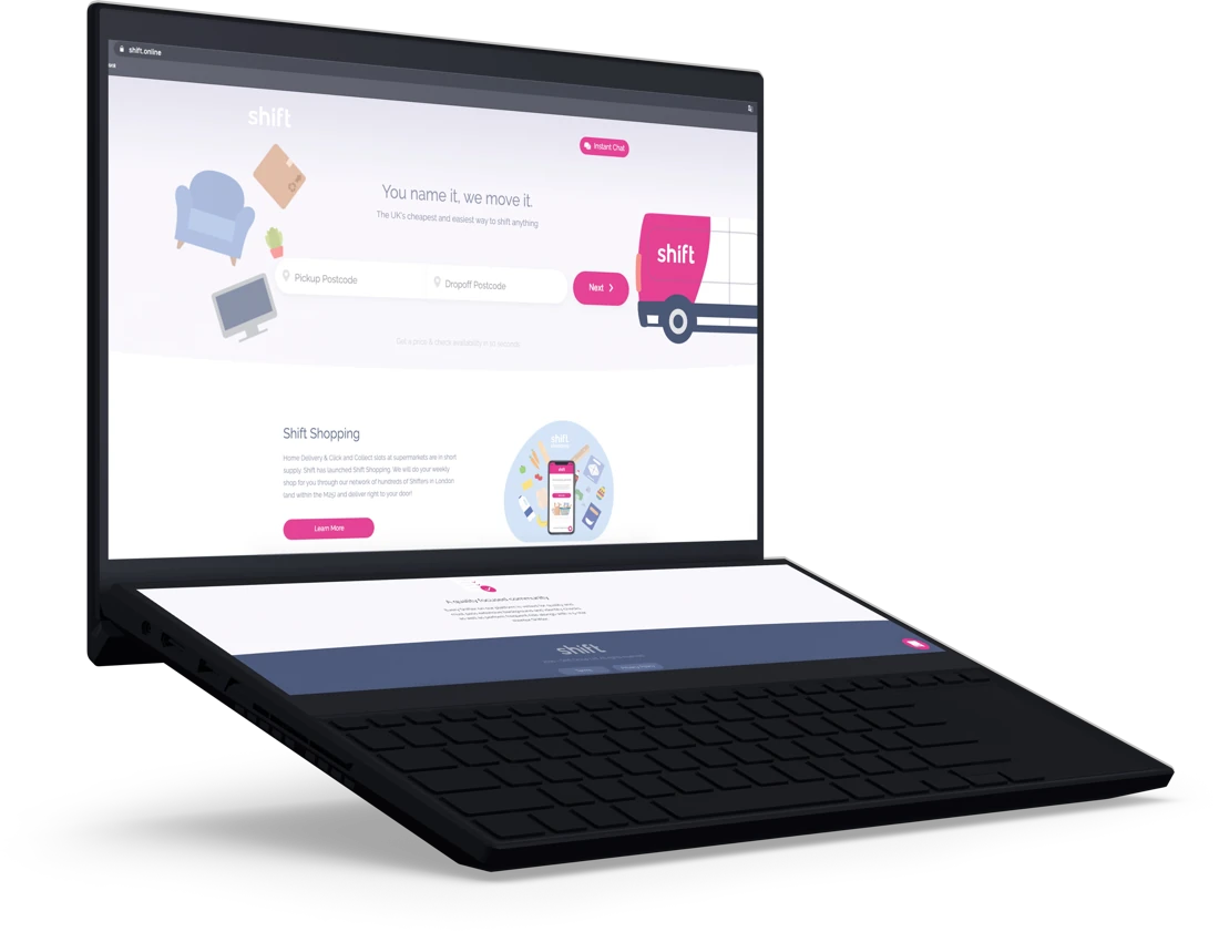 Shift on-demand moving platform shown on a laptop