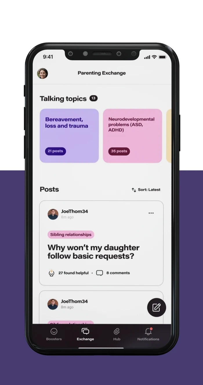 Parent Positive discussion and topic screen