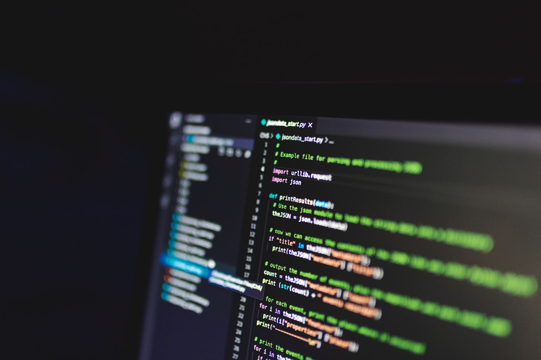 Software code on a computer screen during AI MVP development