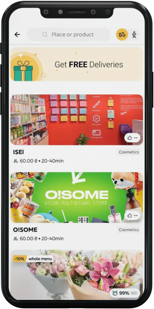 Glovo product interface